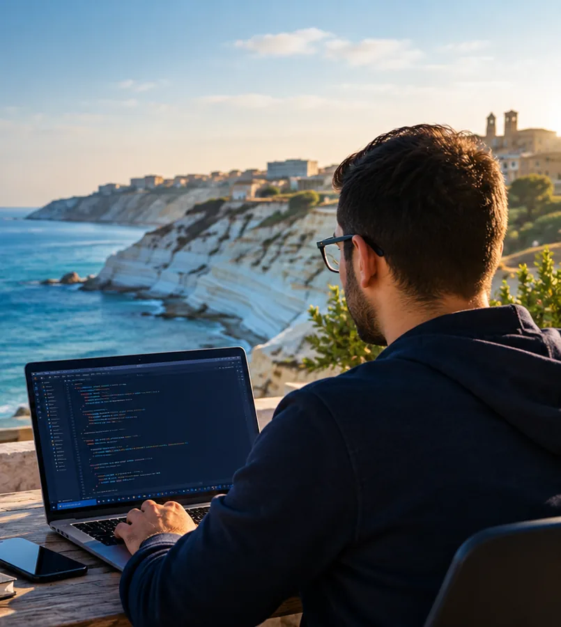 Postazione di lavoro con vista sulla Scala dei Turchi